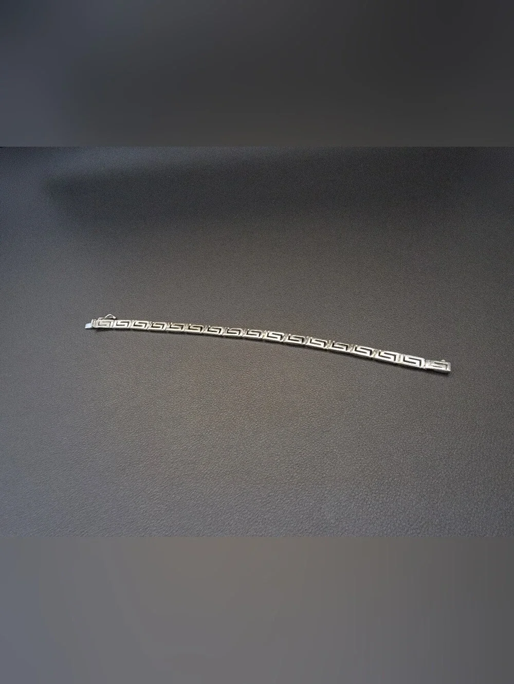 925 Italy ATI Sterling Silver Greek Key Meander Link Bracelet 7.5